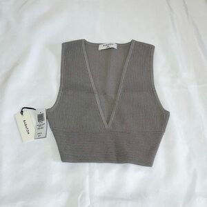 Aritzia Sculpt Knit Deep V in Opal Grey